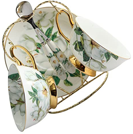 GALPADA Tazze Da Caffè in Ceramica Delicate Tazze Da Tè Pomeridiano Piattino Per Caffè Tè Latte Zuppa e Bevande Calde Design Vintage Elegante Per Servizi Da Tavola Tradizionali o Informali