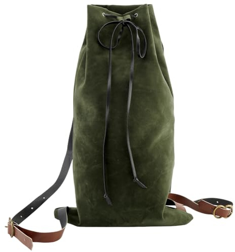 GORGECRAFT Mittelalterlicher Rucksack Mit Kordelzug Vintage Fasertasche Mit PU Lederriemen Legierungsverschlüsse Tragbare Tasche Für SCA LARP Reenactment Ren Fair Cosplay Outdoor Fitnessstudio Schwimm