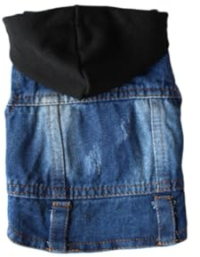 GANAZONO Pet Cowboy Weste mit Strickmütze Jeans Hundebekleidung für Frühling bis Herbst Atmungsaktiv Leicht S Schwarz Hunde Jeansweste mit Knopfleiste Vielseitig für Chihuahua Bulldogge