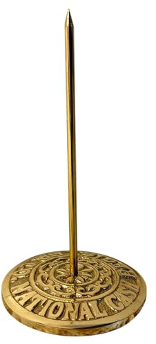 Pincho de recibo vintage de latón macizo, soporte de tenedor de billetes resistente, pincho de papel clásico para restaurante, oficina, hogar, pisapapeles retro y organizador de notas