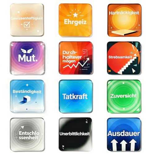 Tianher Kühlschrankmagnete, 12 Stück Kühlschrank Magnete mit Motivierende Wörter Magnete Kühlschrank Bunt Kühlschrankmagnet für Inspirierende Geschenke Danksagsgeschenke Weihnachten 50mm