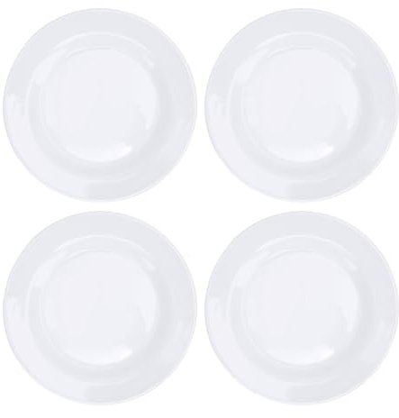 oceanside Platos Llanos de 4 Piezas, Plato Llano Redondo de Melamina, Platos para Servir Comidas, Aperitivos, Postres y Ensaladas