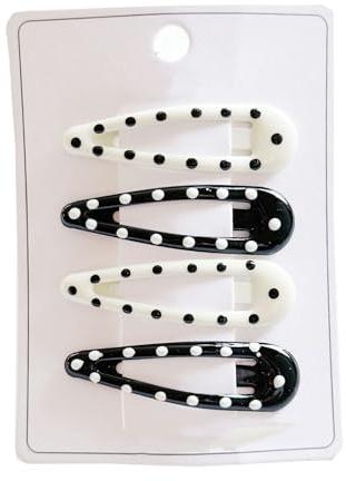 Waltonalice 4 styck svart-vita prickiga hårspännen för flickor damer metall hårklämma liten hårclips spännen hår hårsnap clips barn hårklämmor hårtillbehör 1#