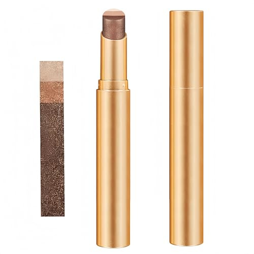 Sombra de ojos en barra de 3 colores, lápiz de sombra de ojos cremoso de larga duración y resistente al agua, acabados mate y brillante, maquillaje para looks diurnos y nocturnos (02#)