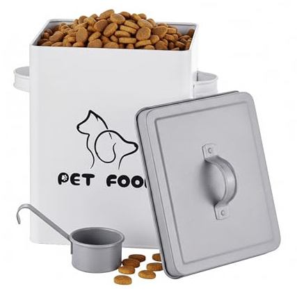 Relaxdays Contenitore Alimenti 6 l, 27x23x15 cm, Coperchio e Paletta, Ferro zincato