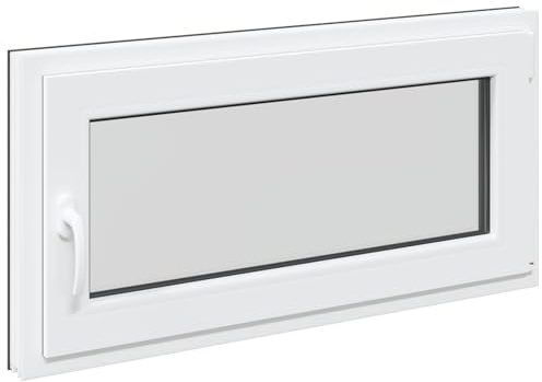RISOR Antracit manuellt källarfönster 100 x 50 cm PVC och glas, modern fönsterdesign för källare, hållbart, energieffektivt, värmeisolerat, ljudisolerat