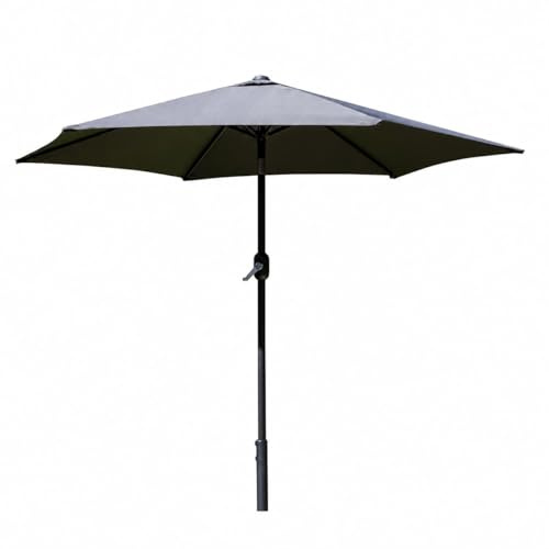 Signature Homes and Gardens SH&G 3m Large Garden Parasol | Steel Frame with Crank & Tilt Mechanism | UV50+ Outdoor Sun Shade Umbrella for Patio & Decking | Dark Grey