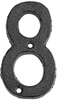 Husnummer i metall, 3D Gjutjärn Metall Gatunummerskylt Vit 1-9(8)
