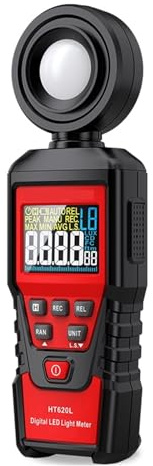 HT620 Misuratore Di Luce Digitale 100000 LUX Fotometro Luxmetro Professionale Lux FC Test Meter LED Illuminometro Ad Alta Precisione Ampia Gamma, Alta Precisione(HT620L)