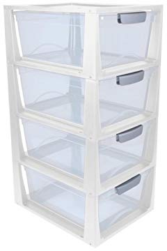 4x SUNWARE Omega Schubladen-Modul 11 Liter - transparent/weiß