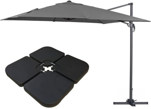 habitat et jardin Ampelschirm aus Alu Sun 3 - Viereckig - 3 x 3 m - Grau - Platten inbegriffen