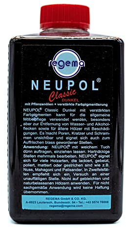 Neupol Dunkel Classic Holzöl [500ml] Pflegeöl für Holzmöbel Innen Holz Öl mehr pigmentiert Echtholz Furnier Möbelpolitur Holz Holz Öl