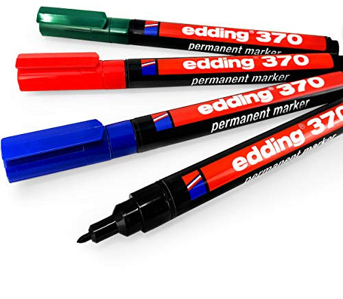 Permanentmarker edding 370, 1 mm Rundspitze, 4 Stück je Farbe