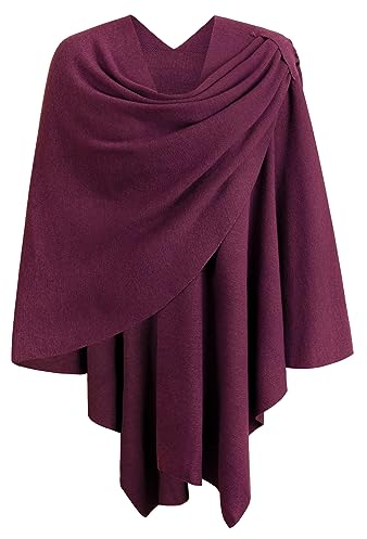 PULI Damen Poncho Schal Cashmere Feeling Strick Cape Cardigan Für Frauen Geschenk Für Mutter