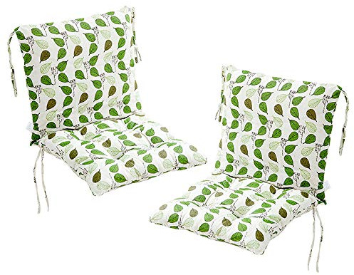 Deike Mild 2 Stück Stuhlkissen mit Rückenteil Sitz, Rückenkissen mit Bänder, Niedriglehner Auflage Polsterauflage Gartenstuhl (B,40x40cm)