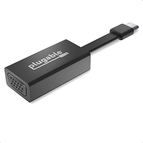 Plugable Adaptateur USB VGA - Adaptateur Thunderbolt VGA - DisplayPort VGA Compatible Macbook Pro, Windows, Chromebooks, iPad Pro 2018, Dell XPS etc (Supporte Des Résolutions Jusqu'à 1920x1200 @ 60Hz)