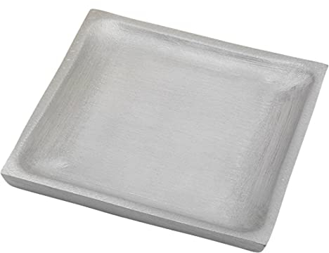 NKlaus piatto per candele in alluminio quadrato 9x9cm portacandele interno argento opaco piattino decorazione 10406