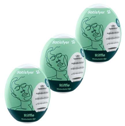 Satisfyer Masturbator Egg | Different Textures | Hydro-Active TPE | No lubricant required | for single use | Style: 3x Set Riffle