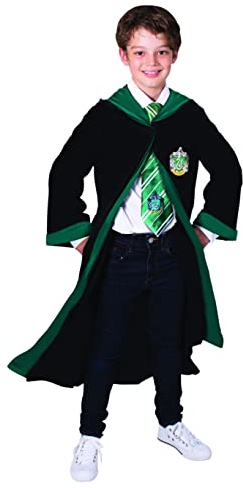 rubie's RUBIES – Officiell Harry Potter – Slytherin-klänning – barndräkt – 7–10 år gammal – svart klänning med huva – för halloween, karneval – julklappsidé