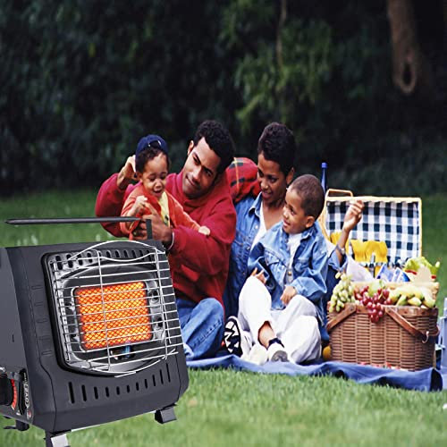 STCK Chauffage Portable gaz en Acier Inoxydable, Mini Chauffage au gaz 2-en-1, Chauffage à Gaz Butane Portable pour Camping, Terrasse Chantier, Randonnée(Noir/Bleu) (Couleur : Le Noir)