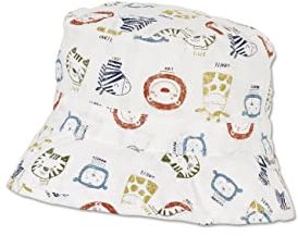 Sterntaler Baby Unisex Hut Baby Fischerhut Safari Tiere - Baby Hut, Kopfbedeckung Baby Sommer, Sommerhut Baby - aus Baumwolle - beige, 45