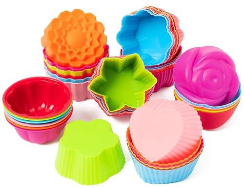 R HORSE Cupcake Molds Muffin Cases Cup Liners Nonstick Food Grade Silicone Mold DIY for Cupcake Reusable Baking Cupcake Cases Cups Silicone Baking Cups Heat Resistant Ice Creams Puddings Moulds