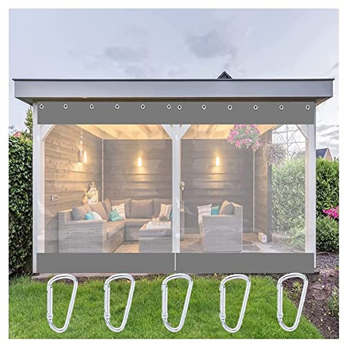 STRMAX Tenda per esterni gazebo da balcone tenda da giardino parabrezza resistente trasparente con occhiello per garage, balcone, pergola, personalizzabile (colore: trasparente, dimensioni: 7 x 3 m)