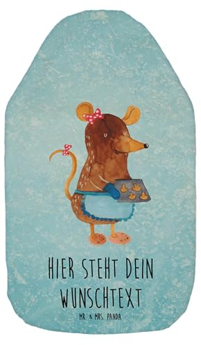 Mr. & Mrs. Panda Personalisierbare Wärmflasche Maus Kekse - Eisblau