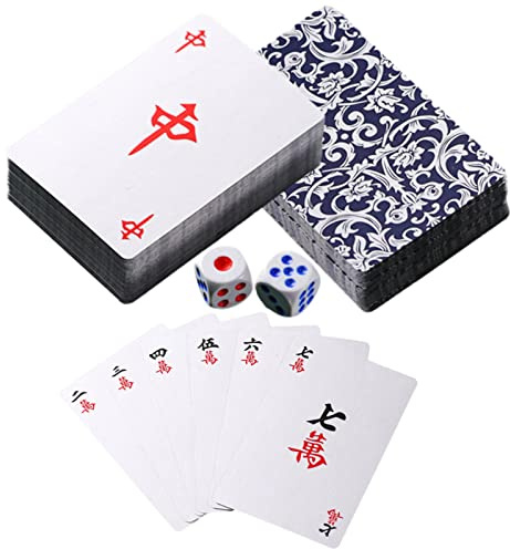 Pomurom Cartes Mahjong | Cartes de poker Mahjong Travel avec dés, Jeu de table chinois léger et calme pour la fête du Nouvel An, cartes à jouer innovantes