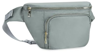 Bauchtasche für Damen und Herren, Stylische Hüfttasche mit 4 Reißverschlusstaschen und Verstellbarem Gurt, Ideal für Reisen und Wandern, Grau (Patent Angemeldet)