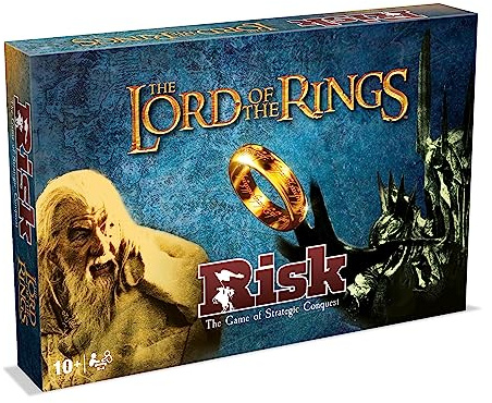 Winning Moves Lord of the Rings RISK Strategy Board Game, Join the Middle-Earth battle covering events of the Fellowship of the Ring, The Two Towers and Return of the King, gift for ages 18 plus
