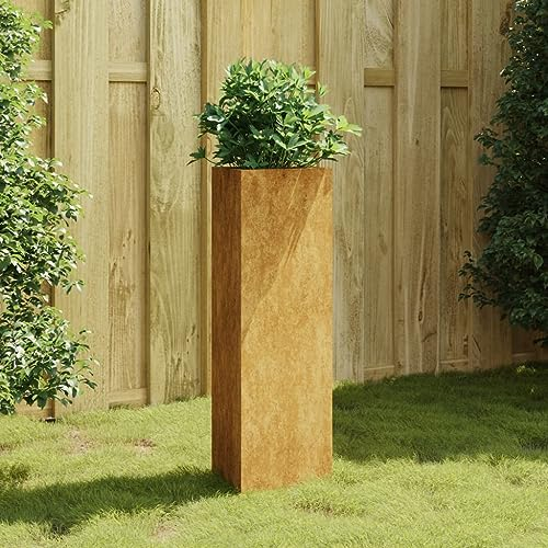 BaraSh Pflanzkübel 30x26x75 cm PflanzküBel Blumenkasten PflanzgefäßE FüR Draussen BlumenküBel Outdoor Cortenstahl