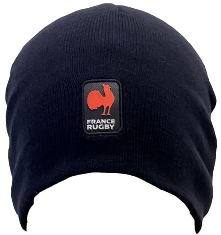 Fédération Française de Rugby FFR - Bonnet Officiel XV de France - Taille Unique - Unisexe - Collection Officielle Bleu Marine