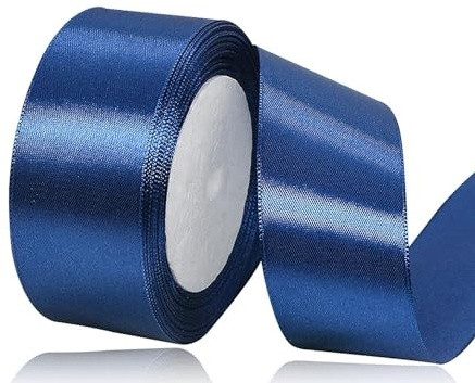 Cinta de Raso Azul Marino 40mm, 22Metros Cinta de Satén para Envolver regalos, Manualidades, Globos, Ramo de Novia, Cinta de Tela para Decoración de Recuerdos de Boda