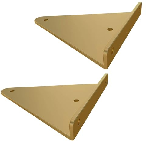 2 Stück Schwebende Regalhalterungen Unsichtbare Dreieckshalter Dreieckige Regalhalterungen Versteckte Wandhalterungen Dreieck Regalhalter für Lagerregal Bücherregal (8cm*10cm,Gold)