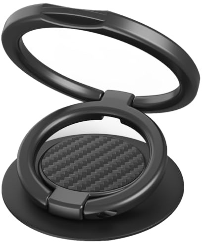 MonIdea Phone Grip, Phone Ring Holder Finger Kickstand, Adjustable Metal Cell Phone Rings Gripper Stand Work with Magnetic Car Mount for iPhone Samsung &Other Phones - Black Weave