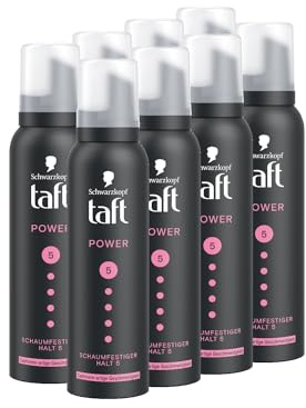 Schwarzkopf Taft Schaumfestiger Power Cashmere (8x 150ml), Haltegrad 5, Haarschaum für trockenes und strapaziertes Haar, Haarmousse mit kaschmirartiger Geschmeidigkeit, vegane Formel*