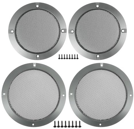 X AUTOHAUX Universal 4 6.5 Car Speaker Grills Cover Mesh Round Audio Subwoofer Guard with Mounting Screws Iron Gray - Pack of 4