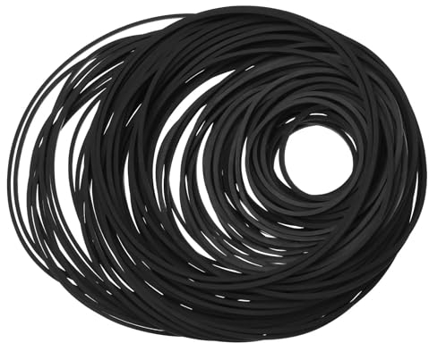 LT Easiyl 240PCS 1MM Recorder Rubber Belts Diameter 26-120mm Folded Length 35-190mm Mix Cassette Tape Machine Belt for DVD CD LD VCR Repeater Drives Black