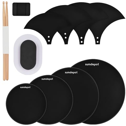 Drum Mute Pads 11 Pieces With Cymbal Pad and Hi hats Set Pad, Foam Drum Silencer Pads, Fits 10”, 12”, 14”, 16