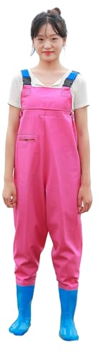 Wathose mit Brusthöhe mit Stiefeln,Teichhose Damen Mit Tasche,Angelhose mit Watstiefel,Erwachsener,wasserdicht,atmungsaktiv,für Baustellen,Angeln,Bauernhöfe,Gärten,Jagen,Fliegenfischen