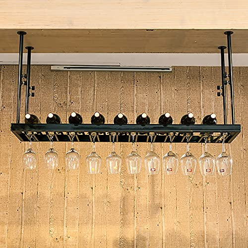 IBOWZ Deckenregal Decken Weinregal Wandmontierter Weinflaschenhalter aus Metall, Wandregal, Weinflaschenhalter, Decken-Weinregal, höhenverstellbar, für Bars, Küchen
