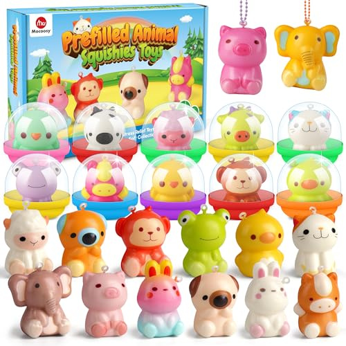 Mocoosy 24pcs Slow Rising Squishy Toys Party Bag Fillers for Kids Party Favours, Easter Gifts for Kids, Fidget Squeeze Toy Animal Stress Ball for Kid Birthday Gifts, Pinata Filler Kids Prizes Rewards