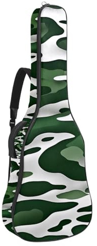 Schöne Gitarrentasche, wasserdichte Gigbag mit mehreren Taschen – 40/41/42 Zoll Akustikgitarrentasche, grünes Tarnmuster, Mehrfarbig Nr. 08, 42.9x16.9x4.7 in, Gitarrentasche