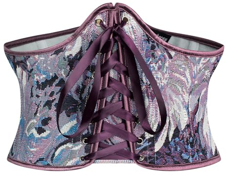 Scarlet Darkness Cintura corsetto da donna rinascimentale con lacci floreali ampie cinture in vita, Viola floreale, 12
