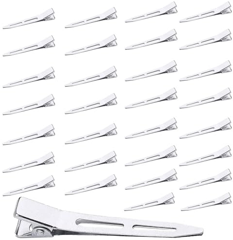 30 Stück EnteBill Haarspangen Silber Haarclips 5,5 cm Haarklemmen Friseur Alligator Clips Metall Haarspangen für Haarklammern Damen Spangen Friseursalon Mädchen Haarstyling DIY