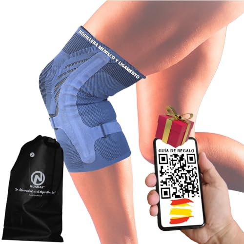 Nuamax] Rodillera Ortopedica | Rodilleras Menisco Y Ligamento - Knee Brace Para Rodillera Rotuliana, Ideal Como Rodilleras Gym, Incluye Cinta Rotuliana. Rodillera Ligamento Cruzado Anterior (X-L)