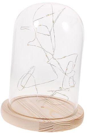 Cabilock Led Glasglockenlampe Mit Holzsockel Usb Led Warmweiße Sternen-lichterkette Dekorative Tischlampe Für Schlafzimmer Und Wohnzimmer Energiesparend Stilvoll Nordisch Ambientebeleuchtun
