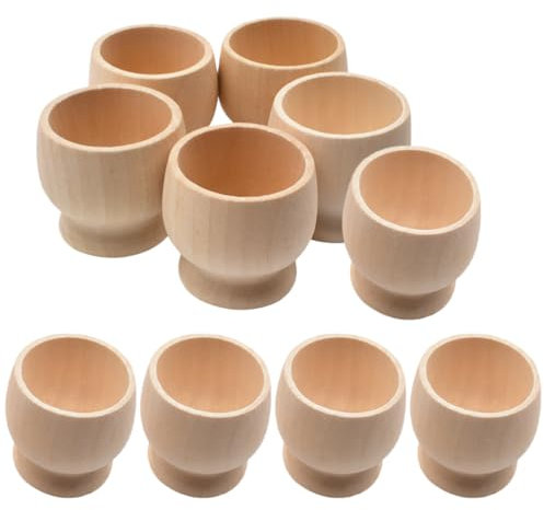 LALAFINA Set Da 10 Portauova in Legno Fai Da Te Per Ragazzo Ragazza, Portauovo Vuoto in Legno Grezzo Superficie Liscia Per Pittura e Decorazione Creativa