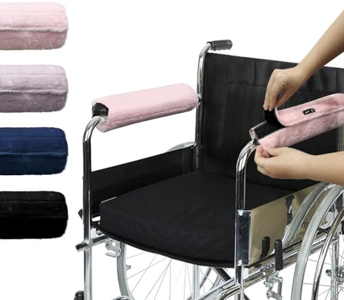 SPRING SEAON Rollstuhl Zubehör, Armlehnenpolster Memory Foam, 2-teilig | Weiche Memory-Foam-Polsterung, Rutschfeste Unterseite, Waschbare Bezüge, Für Rollstuhl, Büro- und Gamingstuhl